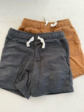 Cat & Jack Charcoal Gray and Rust Knit Pull-On Shorts - 2-Pack